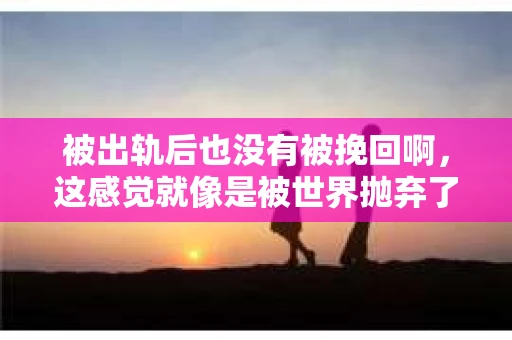 被出轨后也没有被挽回啊，这感觉就像是被世界抛弃了一样。我曾经也经历过这样的事情，那种心如刀割的痛，至今仍记忆犹新。今天，我想和大家聊聊这个话题，希望能给那些正在经历或者曾经经历过类似痛苦的人一些安慰和帮助。