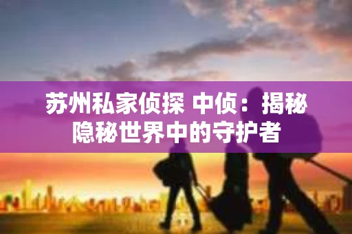 苏州私家侦探 中侦：揭秘隐秘世界中的守护者