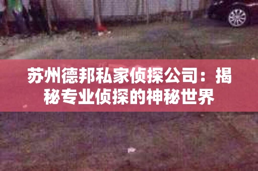 苏州德邦私家侦探公司：揭秘专业侦探的神秘世界
