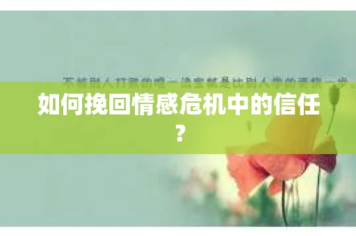 如何挽回情感危机中的信任？