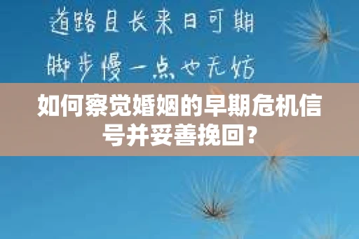 如何察觉婚姻的早期危机信号并妥善挽回? 如何察觉婚姻的早期危机信号并妥善挽回?