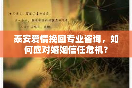 泰安爱情挽回专业咨询，如何应对婚姻信任危机？